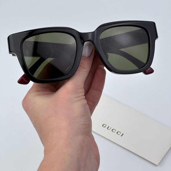 Gucci GG1670SK 005 BRAND NEW Sunglasses Black Red Green Square Unisex - Picture 2 of 12